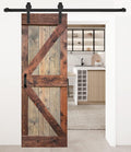 K Series 28in x 84in Brown/Walnut Finished DIY Solid Wood Interior Sliding Barn Door Slab (Hardware Kit NOT Included) - Assembly Needed