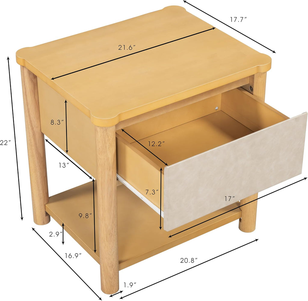 Modern Queen Bed Frame Set with 2 Nightstands, Beige Wood Platform Bed with Headboard and Matching Bedside Tables for Bedroom