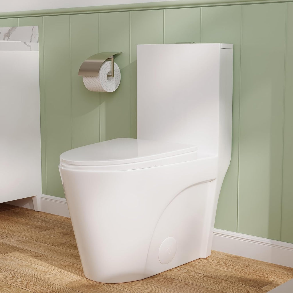 DeerValley Elongated One Piece Toilet with Comfortable Chair Seat Height, Dual Flush Toilet 1.1/1.6 GPF and 10' Rough-in Toilet Bowl DV-1F52102R