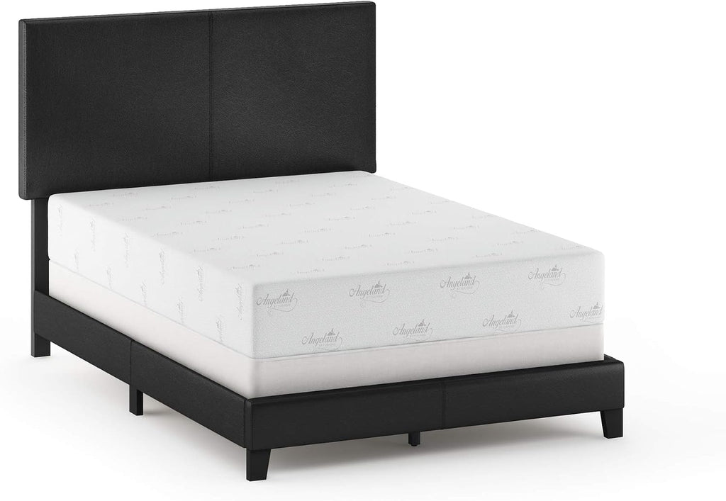 FURINNO Pessac PU Leather Upholstered Platform, Full, Black