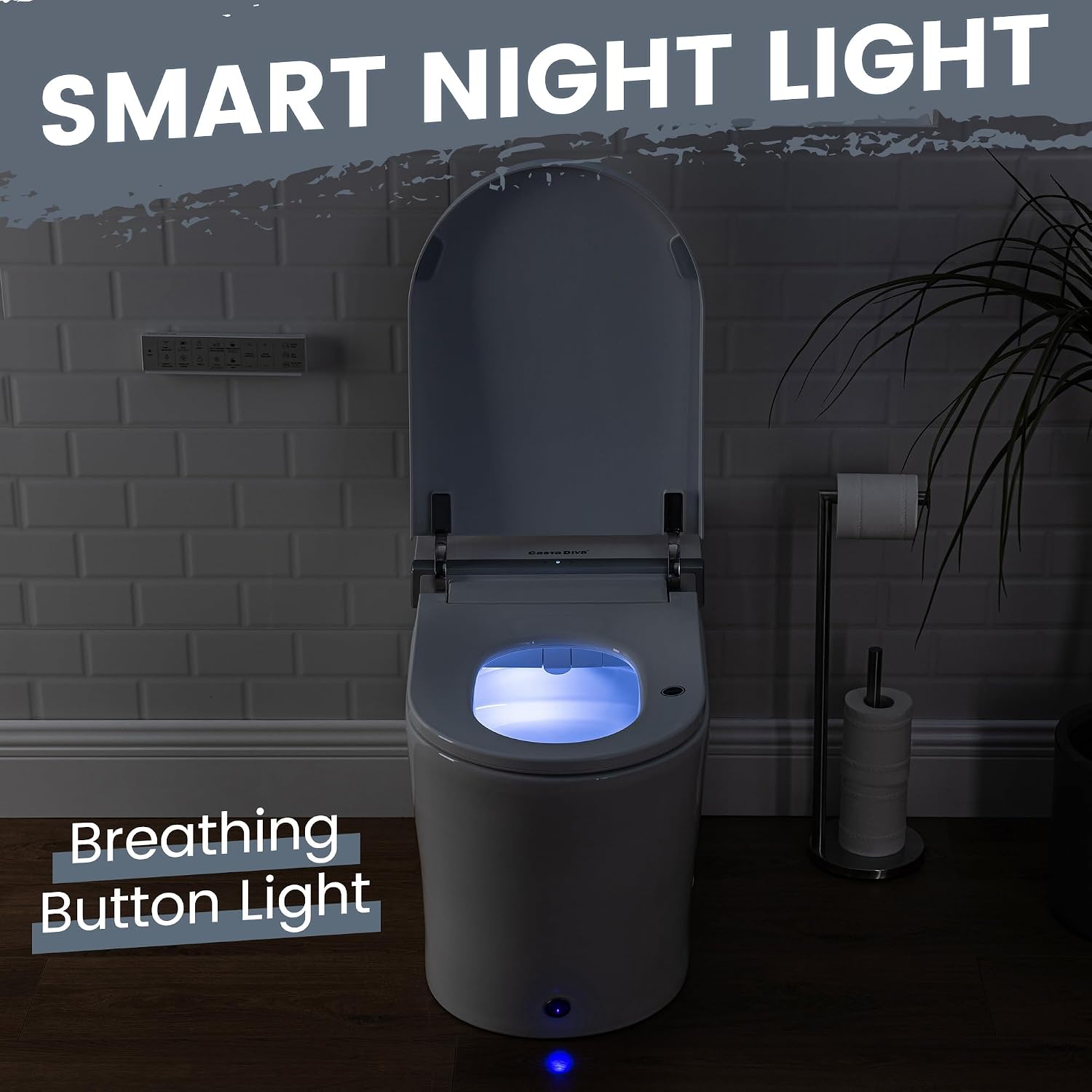 Casta Diva Smart Toilet, Wider Bidet with Heated Seat, Auto Open/Close, Warm Water, Foot Sensor Auto Flushing, Modern Japanese Toilet for Bathroom with Remote Control 1.28GPF(CD-K010)