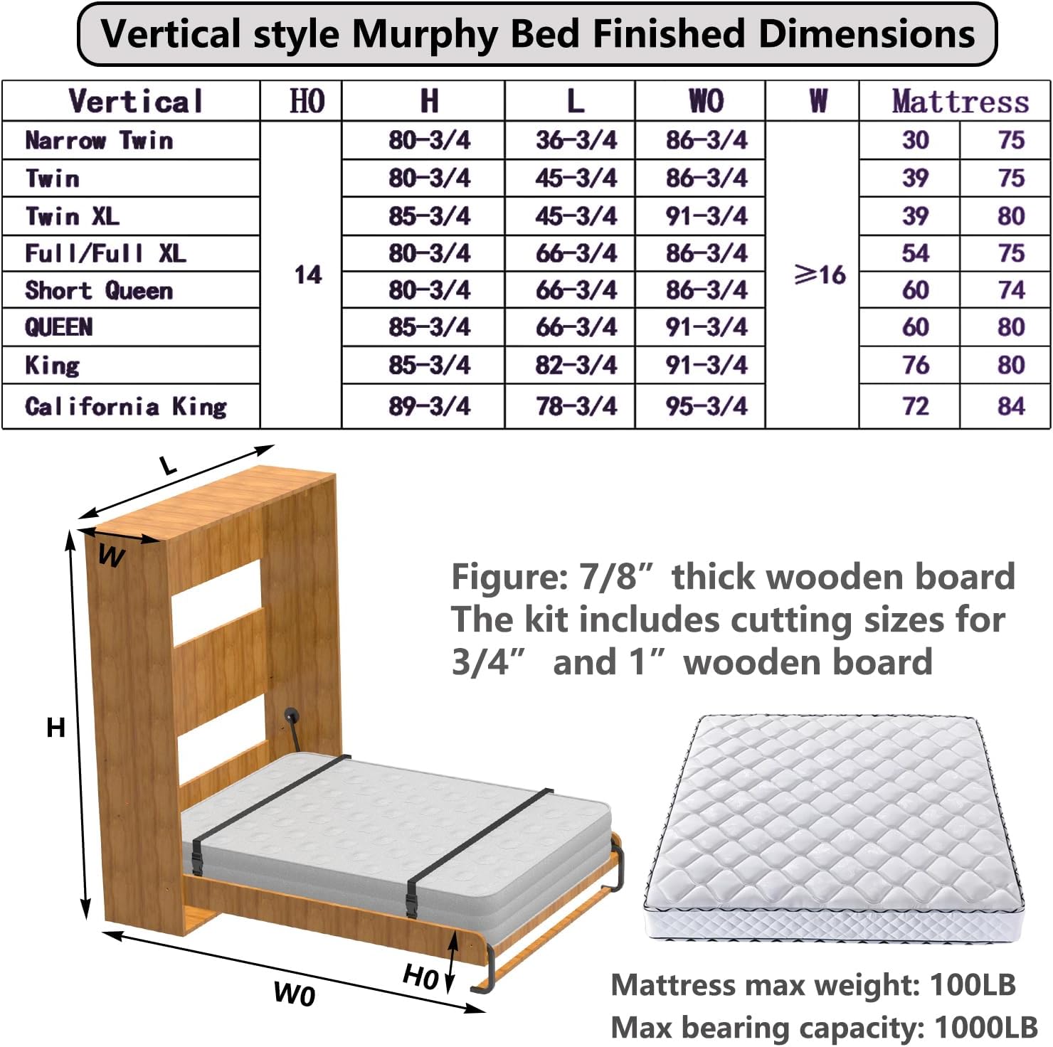 (Vertical,Narrow Twin/Twin/Twin XL) Create A Luxurious Bed Easy Murphy Bed Hardware Kit, Hover in Mid Air Hydraulic Rod Gas Spring System Folding Wall Bed Hidden on The Wall