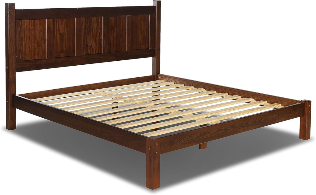 Grain Wood Furniture Shaker Solid Wood Panel Platform Bed, King Size, Cherry