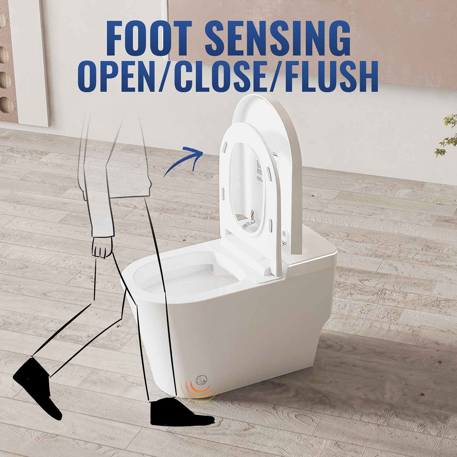 LW Smart Toilet with Bidet Built in, One Piece Elongated Modern Bidet Toilet with Foot Sensing Auto Open/Close, Pump-Assisted Auto Flush, Heated Seat, Warm Water & Dryer, LED Display, Night Light