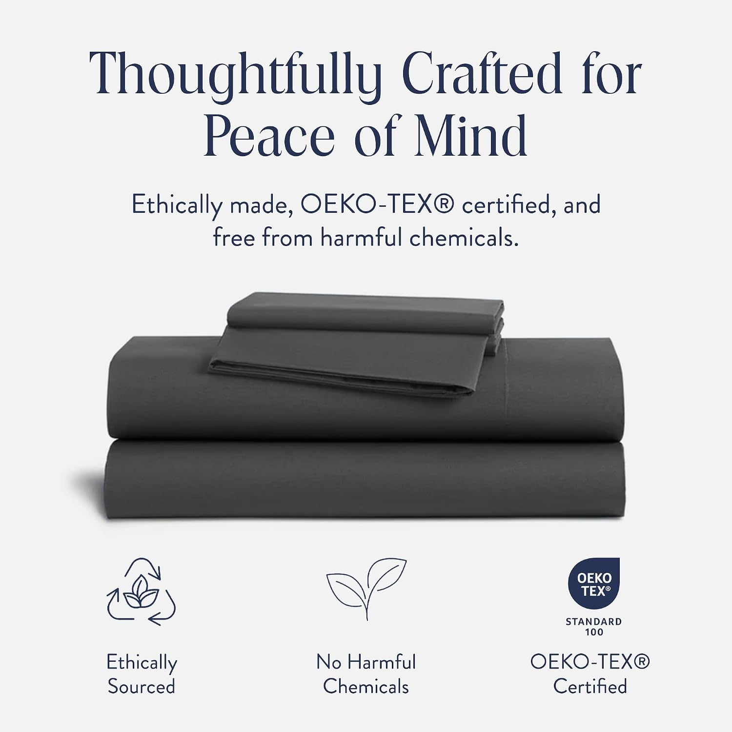 Brooklinen Luxury Sateen 4 Piece Sheet Set - 100% Cotton Bed Sheets, Soft & Durable Full Size Sheets Set in Slate Grey, Oeko-TEX Certified Bedding Set, 1 Fitted Sheet, 1 Flat Sheet, 2 Pillowcases