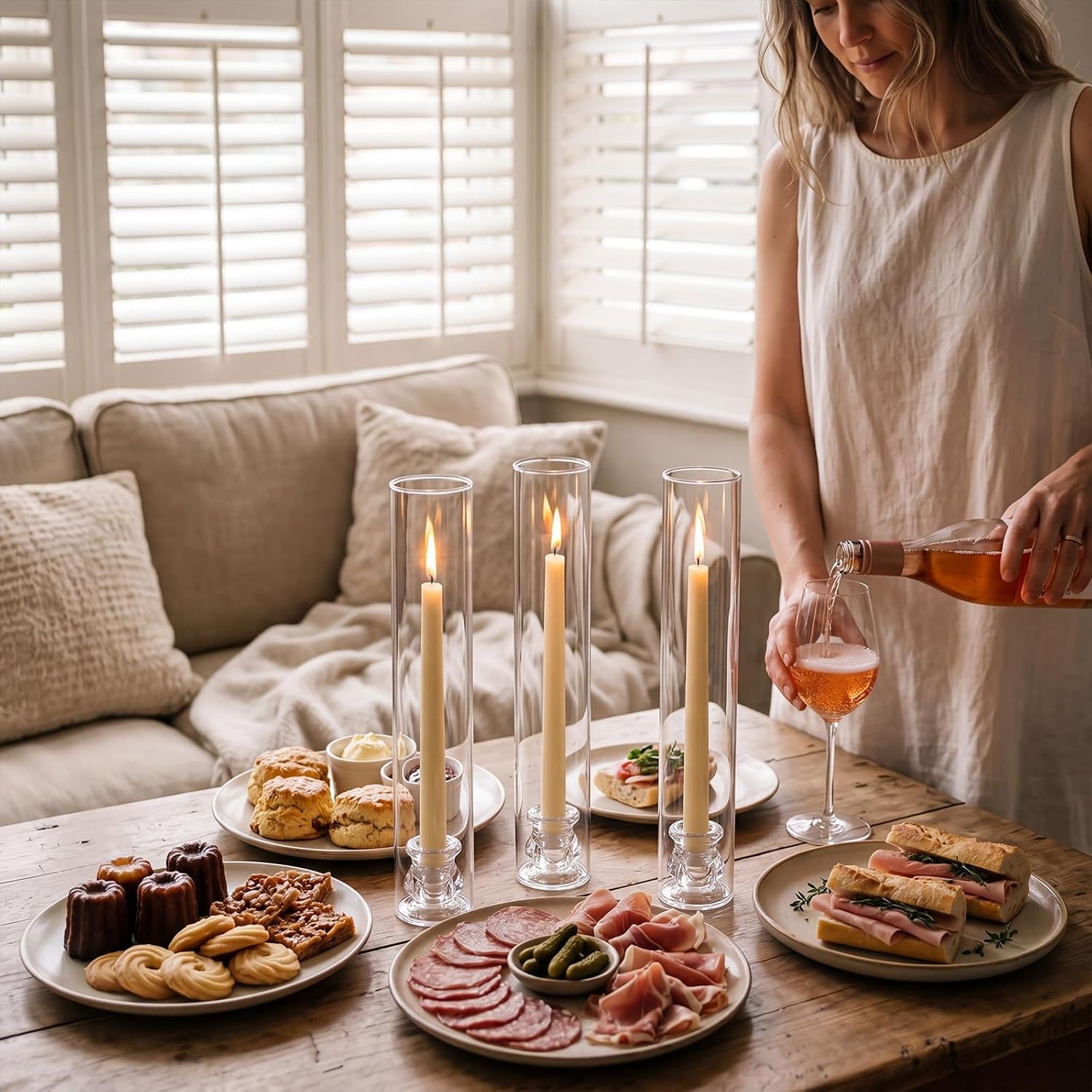 30 Pack Glass Hurricane Candle Holders 12.6' Open Ended Candlestick Holder Tubes Clear Bottomless Cylinders Suitable Taper LED Candles for Wedding Party Christmas Table Centerpiece Decor