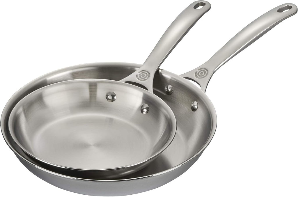 Le Creuset Tri-Ply Stainless Steel 2 pc. Fry Pan Set, (8' Fry Pan & 10' Fry Pan)
