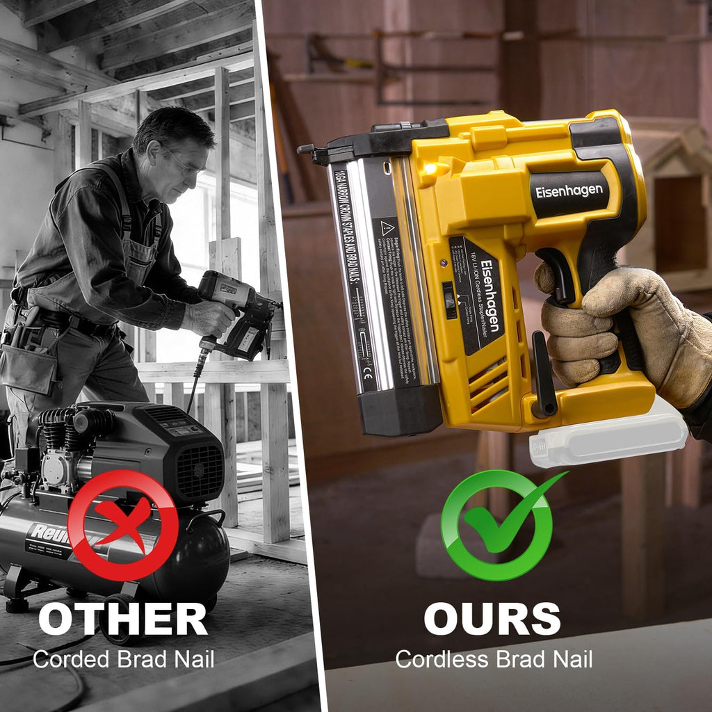 Cordless 2' Brad Nailer Compatible with Dewalt 20V Battery (No Battery and Charger), 2-in-1 Electric Nail Gun, 20V Staple Gun Battery Powered with 1000 Nails for Woodworking & Home