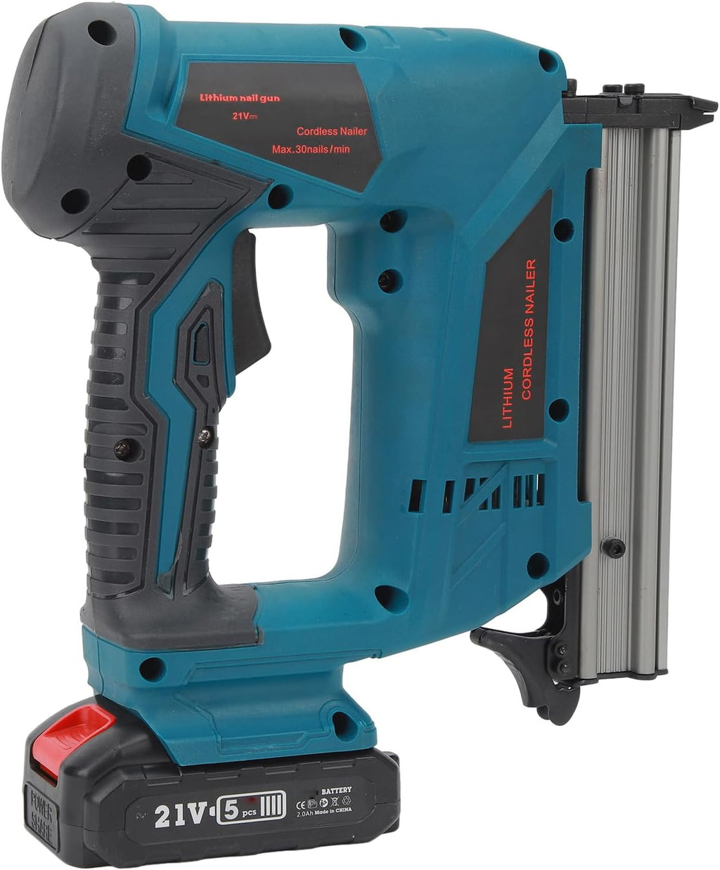 Electric Nail Gun Brad Nailer Kit, Cordless F30C with Battery Charger for Woodworking Tools, Furniture Frames (US Plug 100‑220V)