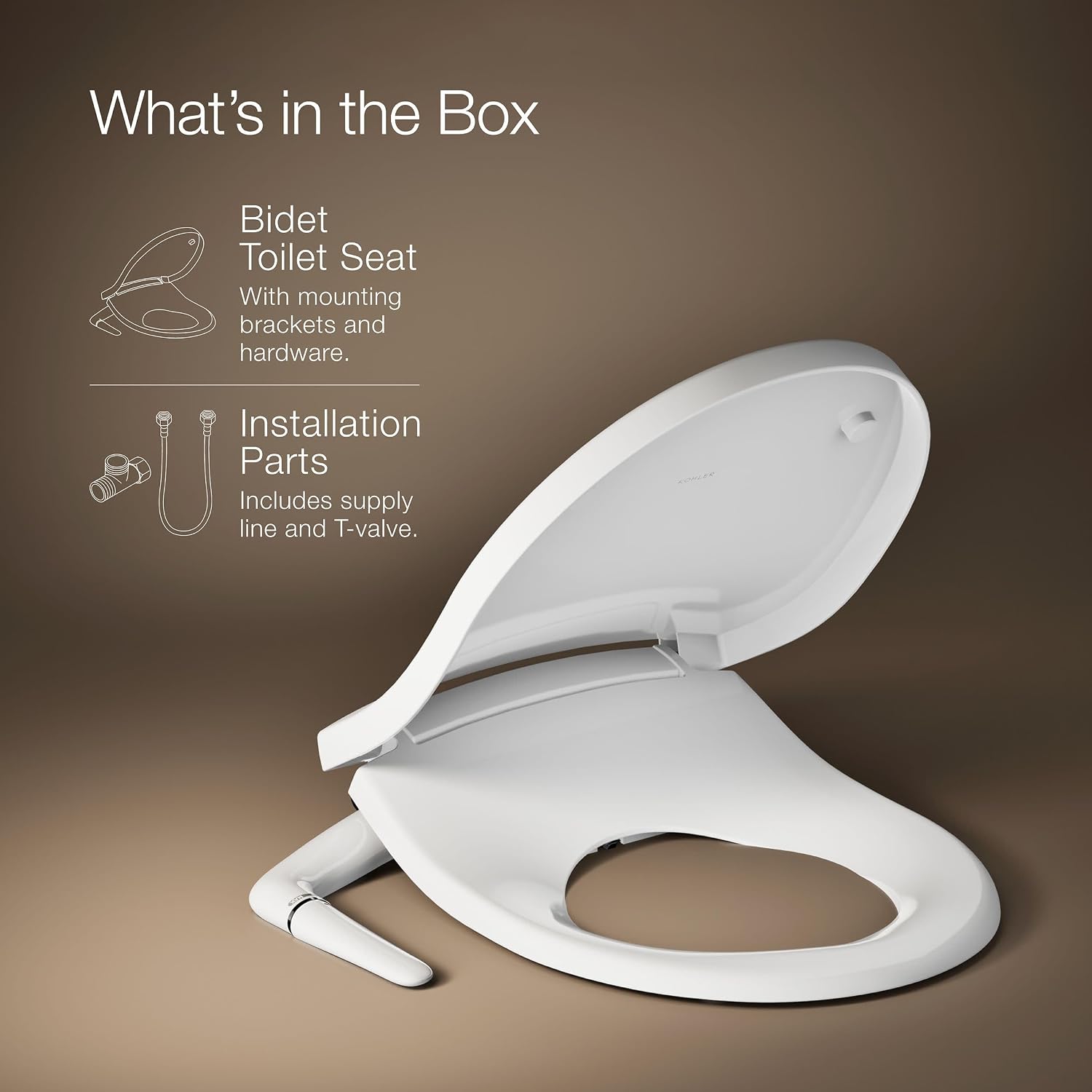 Kohler PureWash M250 Manual Round Bidet Toilet Seat, White, Quiet-Close Lid Prevents Slamming, Easy Installation with Quick-Release Hinges, Adjustable Spray Position & Pressure