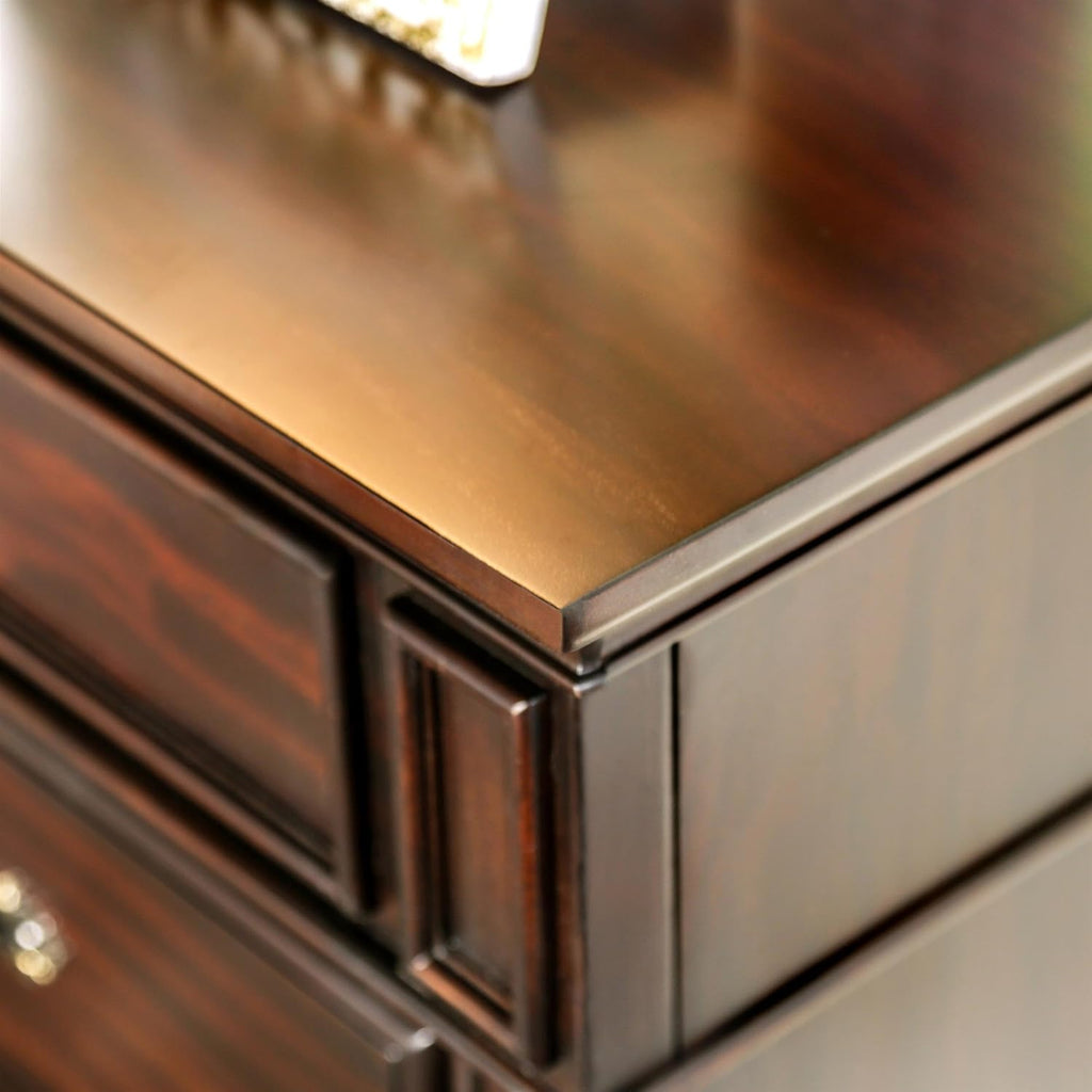 Furniture of America FOA Damos 2pc Dark Walnut Solid Wood Bedroom Set - King + Nightstand