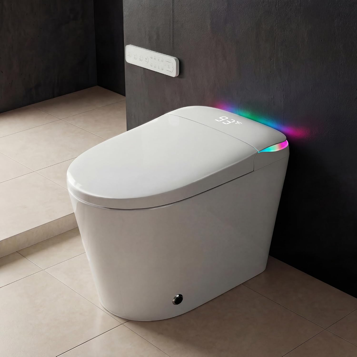 TOTTE Smart Toilet with Bidet Built-in, Built-In Water Tank & Pressure Pump, 1000g MaP Flush Score, Foam Shield, ADA Comfort Height Heated Seat, Automatic Lid, Warm Air Dryer & Instant Warm Water