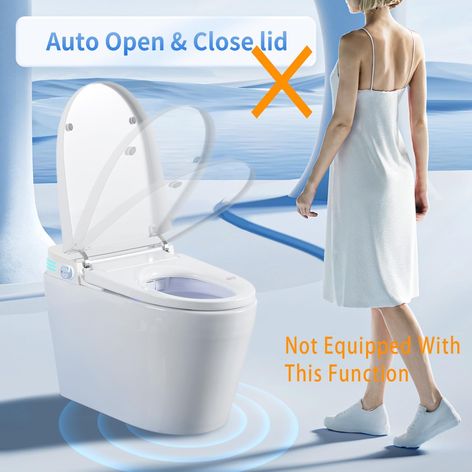 Tankless Smart Toilet with Bidet Built-In Base Model Auto Flush Heated Seat Warm Water & Dryer Adjustable Temp Side Knob (S61B)