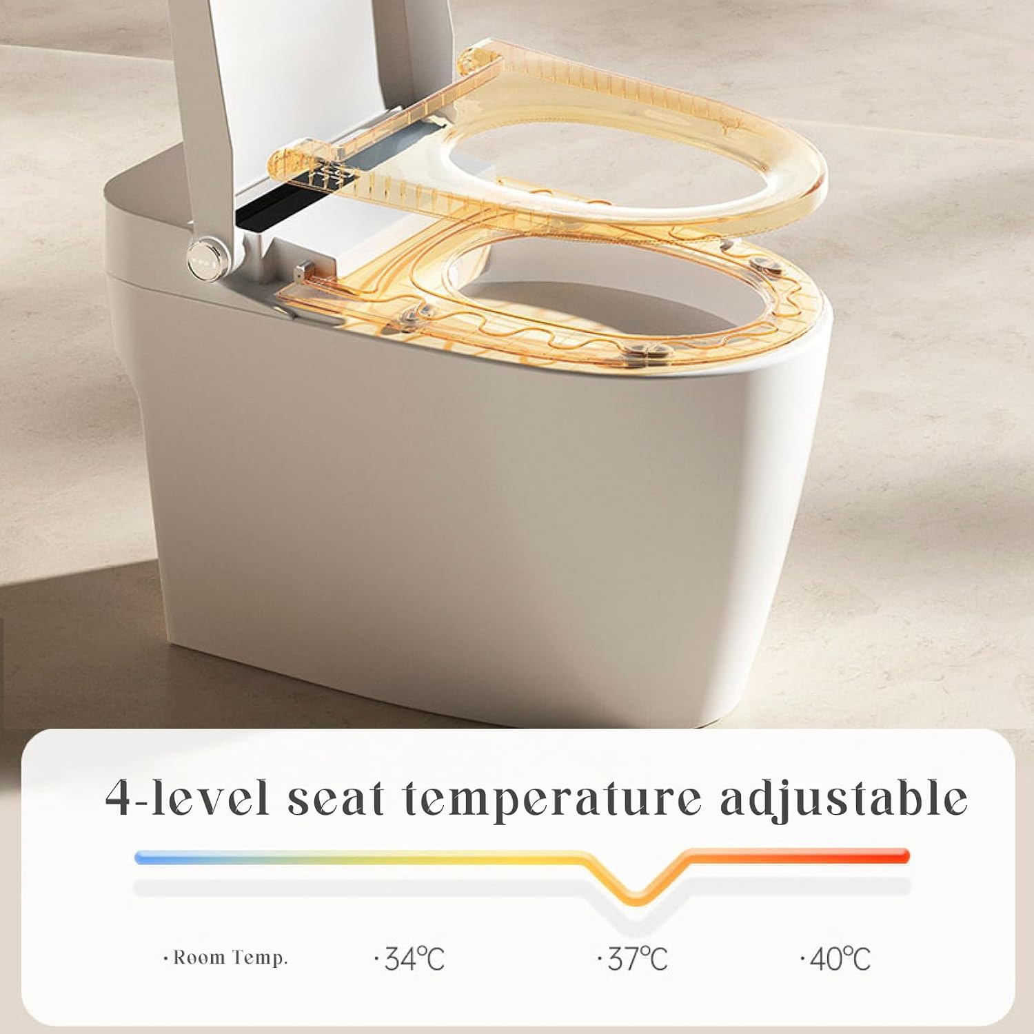 BONSAM Smart Toilet with Auto Flushing, Modern Toilet with Bidet Built In, Warm Water&Dryer, Self-Cleaning Heated Seat Toilet with Remote Control for Seniors & Families.