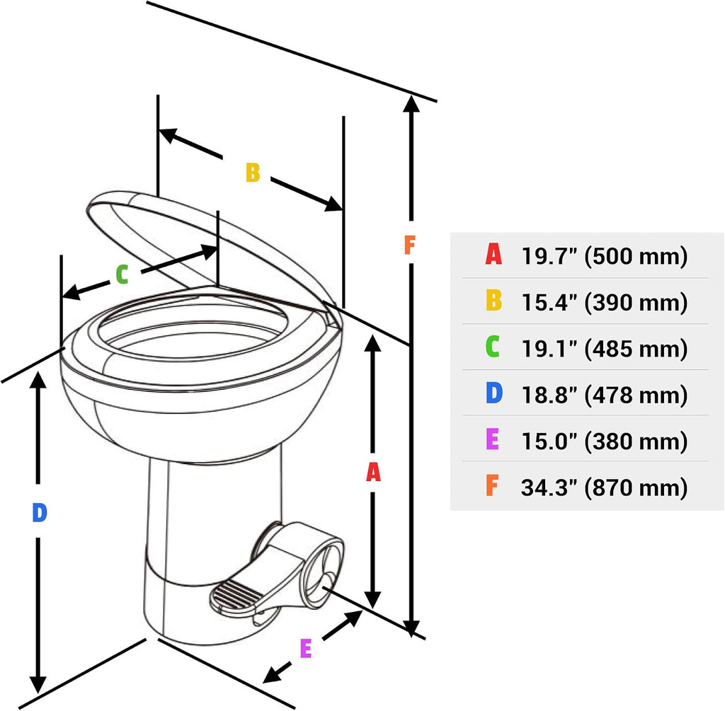 Yescom RV Toilet with Bidet Spray for Motorhome Caravan 20' High Gravity Flush Travel Tailer Toilets Portable Restroom Toilet Fits for Marine