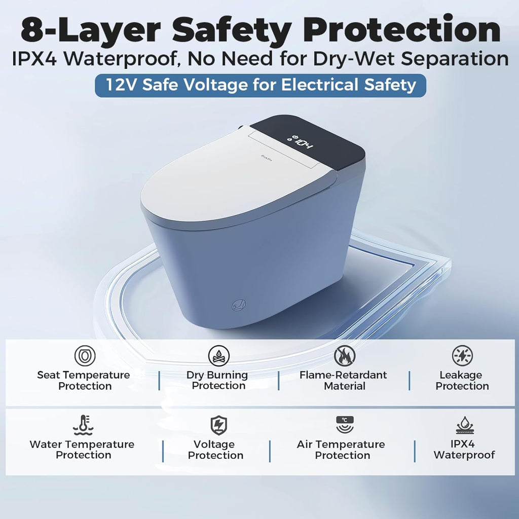 Smart Toilet with Bidet Built in Tank, Rear & Feminine Wash, Air Dryer, Auto Flush, Foot Sensor Flush, Heated Seat, Warm Water Self Cleaning, 12' Rough In, One-Piece Elongated (ZY695 Core)