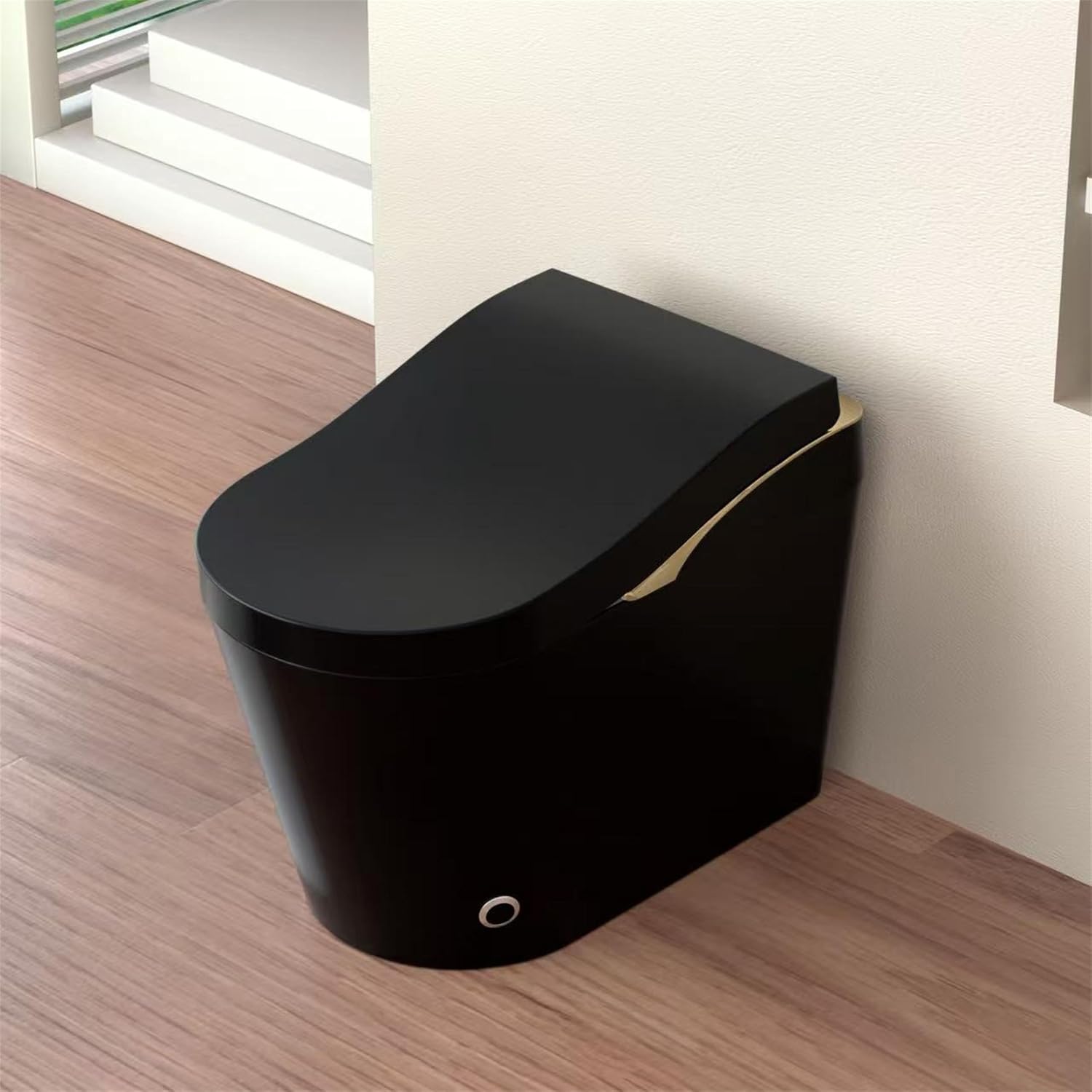 Tankless Smart Toilet With Bidet, Auto Flush, Auto Open,Close,Heated Seat, Warm Water and Dry, Foam Shield Function White, Matte Black