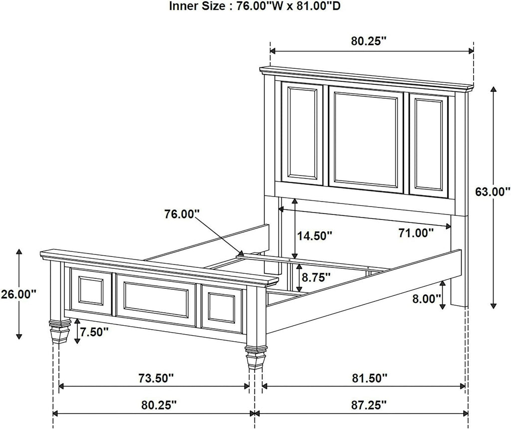 Coaster Home Furnishings Sandy Beach Coastal 4-Piece Bedroom Set Eastern King Size Panel Bed Frame 63-inch Headboard Cream White 201301KEN-S4