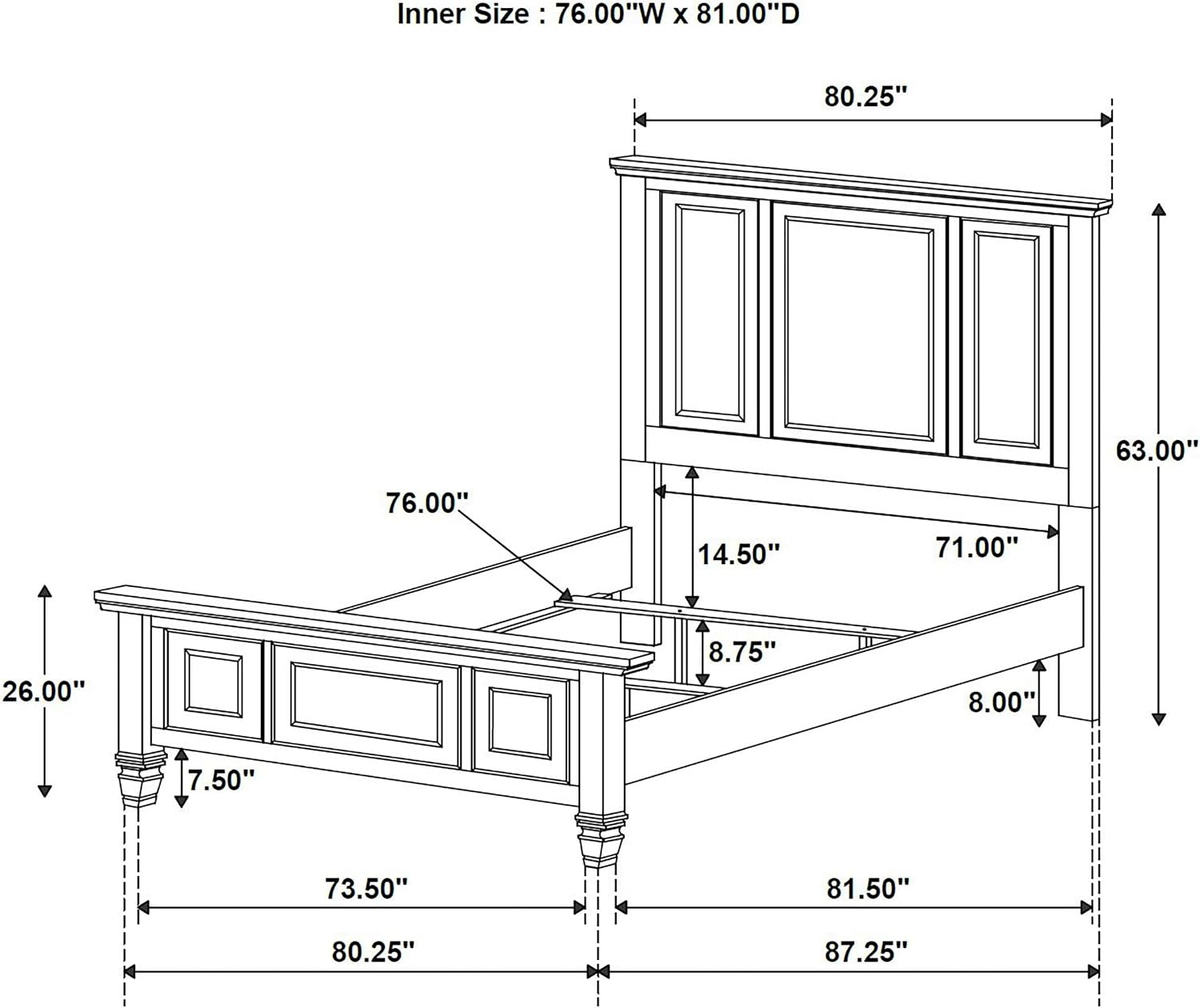 Coaster Home Furnishings Sandy Beach Coastal 4-Piece Bedroom Set Eastern King Size Panel Bed Frame 63-inch Headboard Cream White 201301KEN-S4