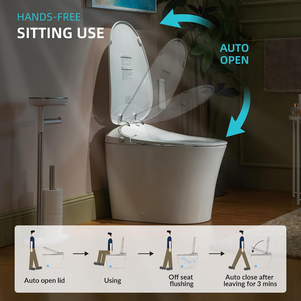 WOODBRIDGE Smart Toilet with Auto Open/Close Lid, Foot Sensor Operation,Dual Auto Flush, Heated Seat, Power Outage Flush,Hygienic Wash,Night Light,LT610