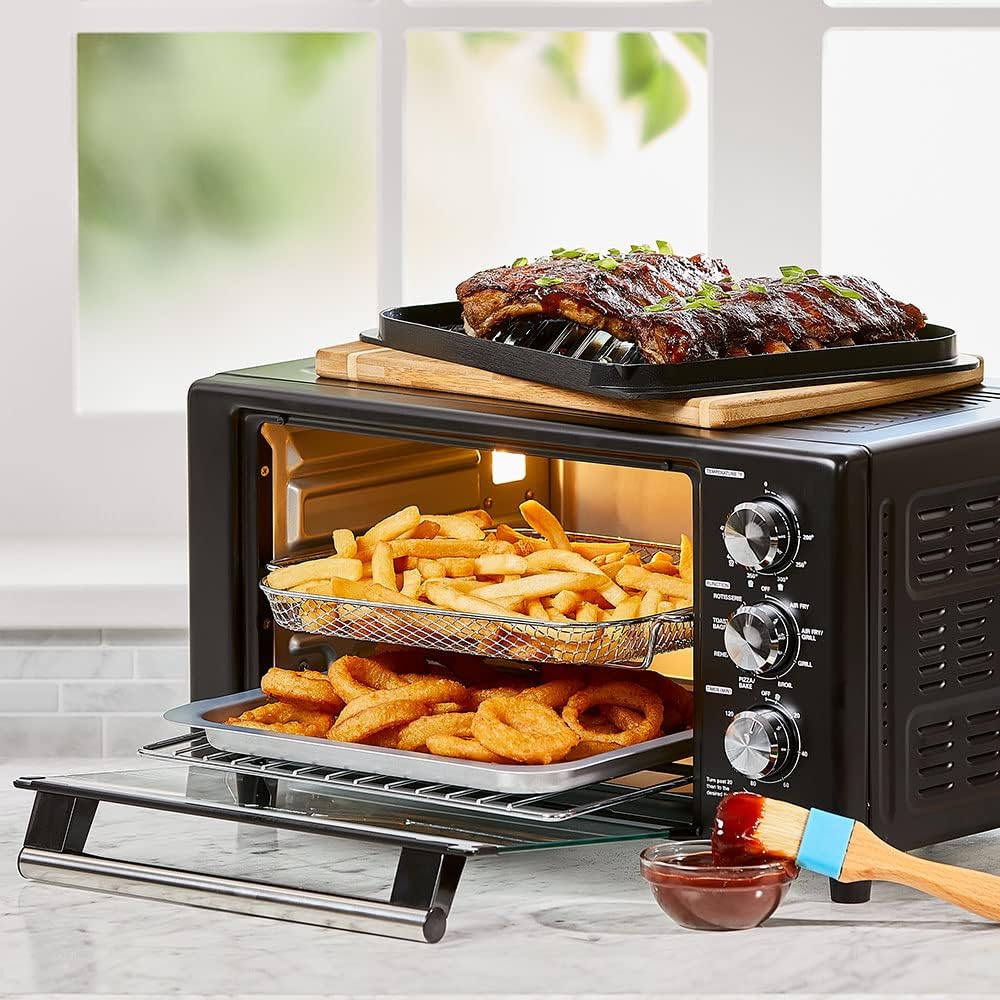 PowerXL Air Fryer Grill 8 in 1 Roast, Bake, Rotisserie, Electric Indoor Grill (Black Standard No Rotisserie) OPEN BOX