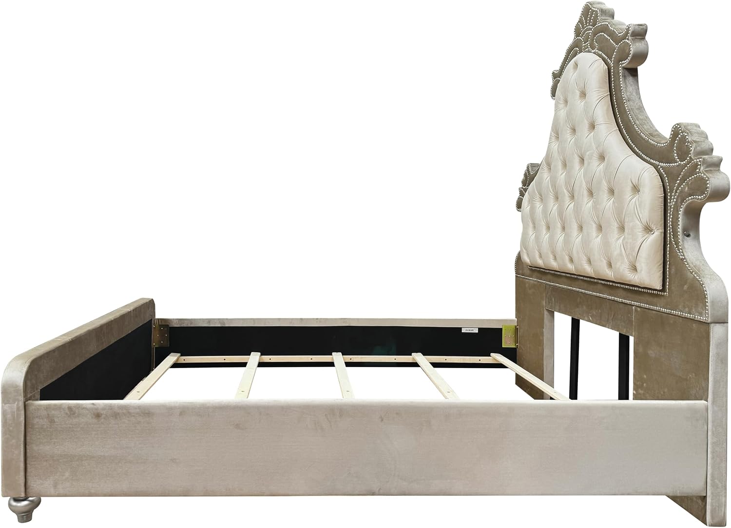 Acme Lucienne Velvet Upholstered Queen Bed with LED in Beige