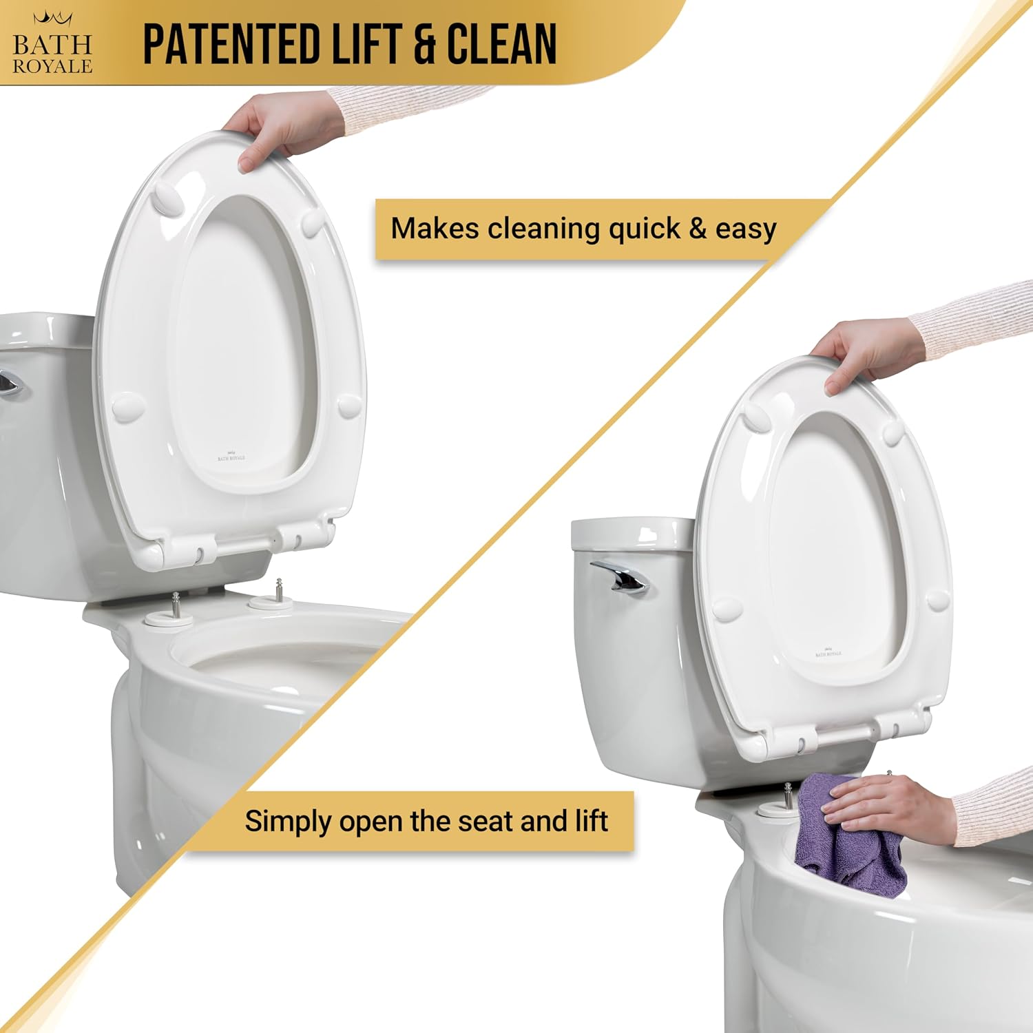 Bath Royale Toilet Seat (Round or Elongated), Slow Close (Soft Close, Quiet Close), Stain-Resistant and Easy to Clean, Fits All Toilet Brands, Premium Series or Heavy Duty Executive Series - 5 Pack