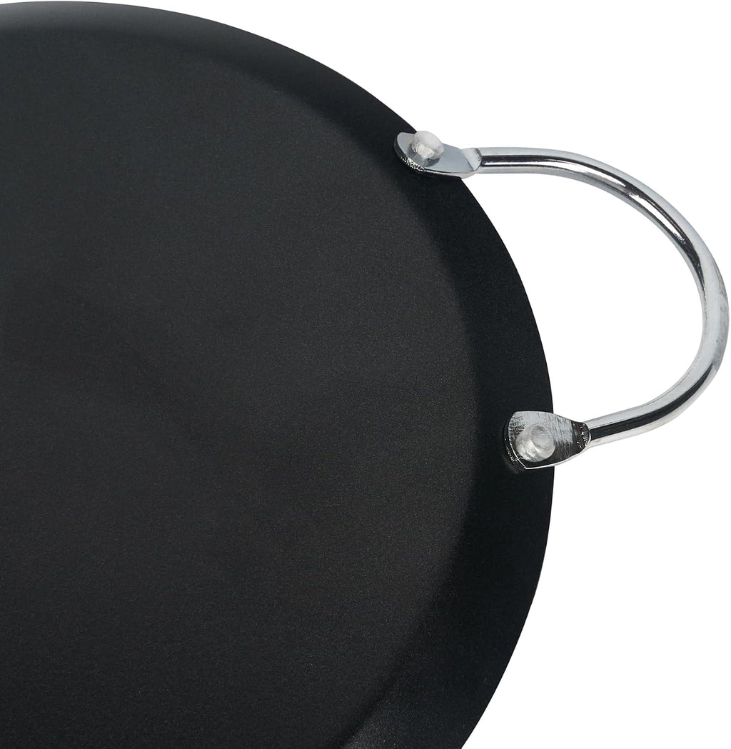 Restaurantware Comal 10 Pack of 8.8 Inch Carbon Steel Nonstick Oval Griddle with Metal Handles Premium Cookware Black