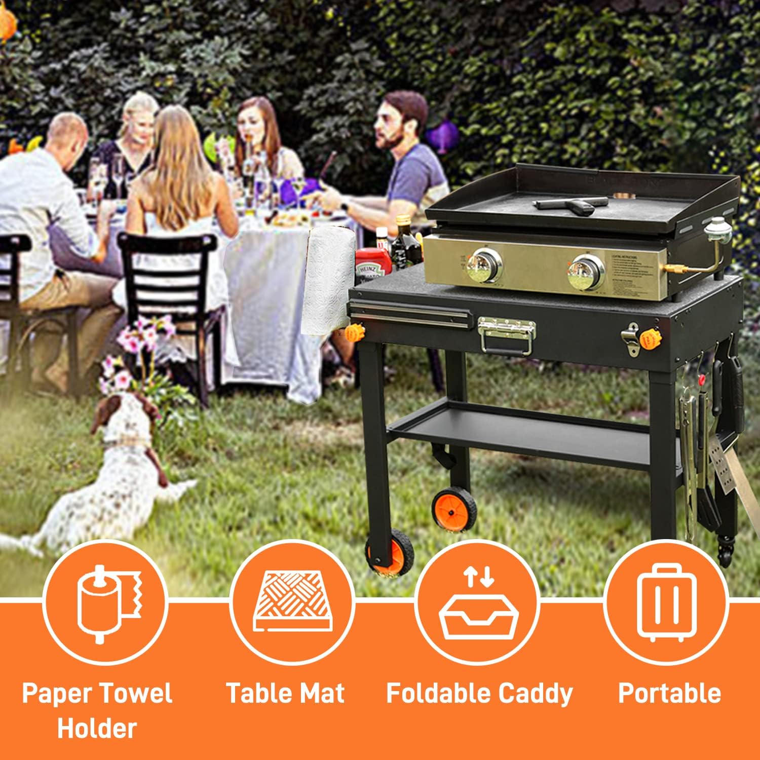 EUTRKei Cordless Electric Smoker, Smoke Tube for Pellet Smoker with Air Pump, Cold or Hot Smoking for Any Grill, Foldable Ninja Grill Stand& Blackstone Griddle Stand for Outdoor