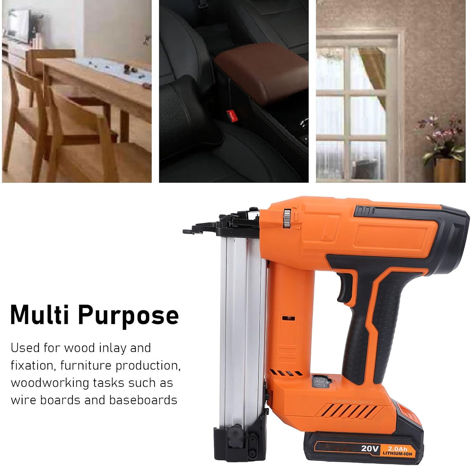 Cordless Brad Nailer, 18Ga 3/8 to 1 1/4 Inch Nail with All Copper Motor, for Woodworking Furniture Production Baseboards Installation (US Plug 100‑220V)