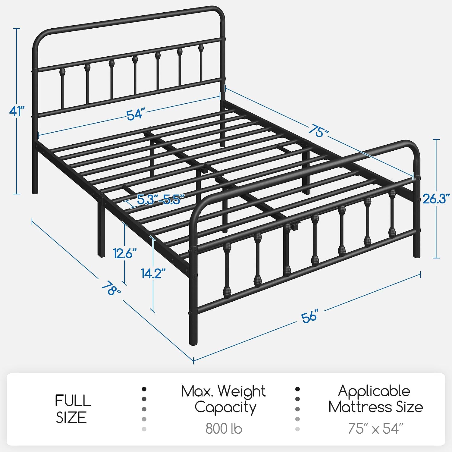 Yaheetech Classic Metal Platform Bed Frame Mattress Foundation with Victorian Style Iron-Art Headboard/Footboard/Under Bed Storage/No Box Spring Needed/Full Size Black