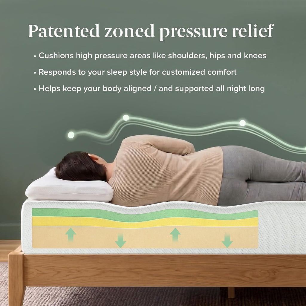 Zinus 10 Inch Twin XL Green Tea Memory Foam Mattress [New Version], Fiberglass Free, Medium Firm Feel, Zoned Pressure Relief, Certified Safe Foams & Fabric, Mattress-in-a-Box