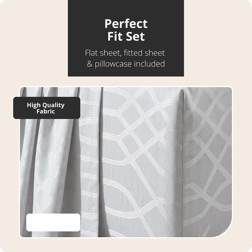 Tahari Home King Size Jacquard Comforter Set - 5 Piece | Comforter, 2 Shams, 2 Decorative Pillows | Elegant Home Decor | Soft, Durable & Breathable | Wrinkle Resistant | Trellis Gray