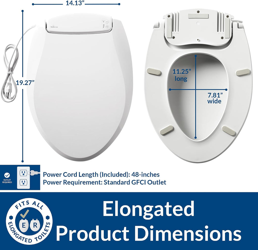 Bemis Radiance Heated Night Light Toilet Seat, Slow Close Adjustable Fit Long Lasting Plastic Seat, Elongated, White