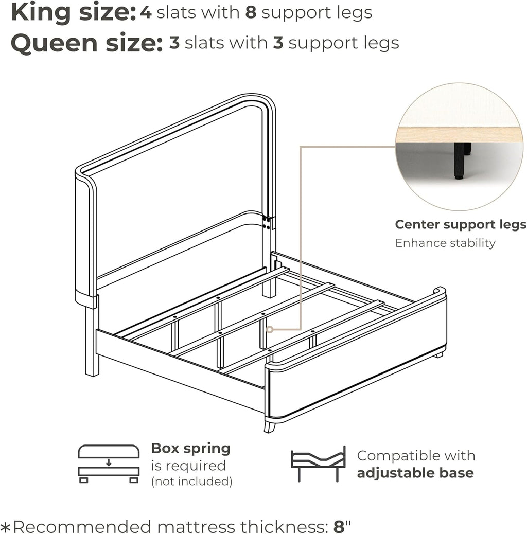 Furniture of America Saries Transitional Solid Wood 6-Piece Queen Panel Bedroom Set with USB Ports, Shelter Padded Headboard, Soft Curved Edges, Box Spring Needed, Natural Oak