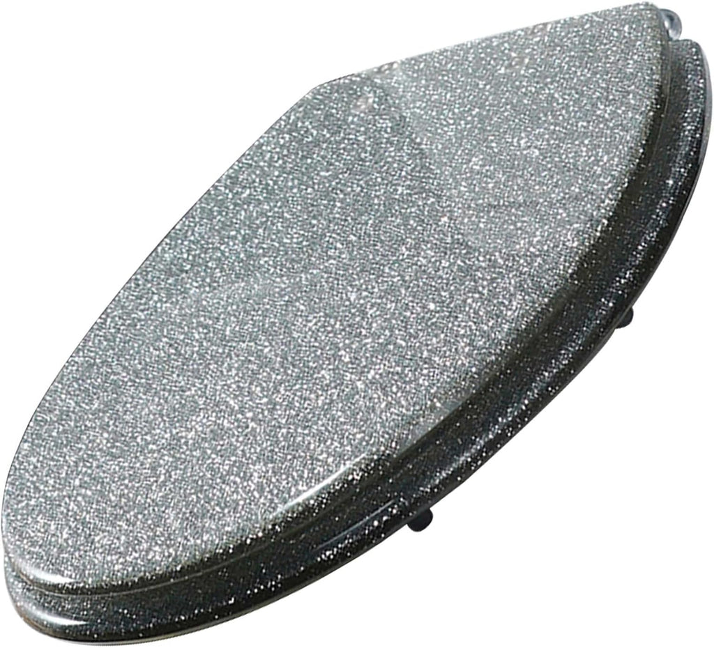 Glitter Resin Toilet Seat Elongated, Soft Close Quick Release, Easy Installation/Remove, Fit All Standard Oval-Shape (Silver)