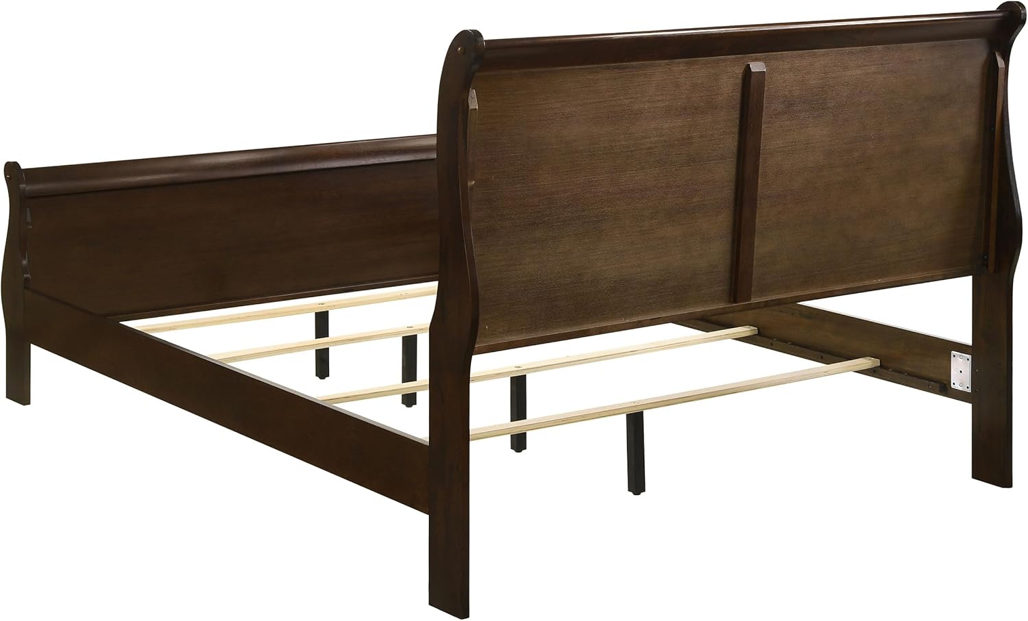 Coaster Home Furnishings Louis Philippe 5-piece Bedroom Set Queen Size Traditional Wooden Sleigh Bed Frame 47-Inch Panel Headboard Nightstand Dresser Mirror and Chest Cappuccino Brown 202411Q-S5