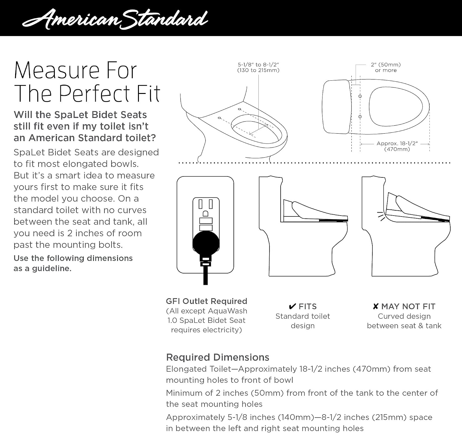 American Standard 8013A80GPC-020 Advanced Clean AC 1.0 Spa let Bidet Seat With Side Panel Operation