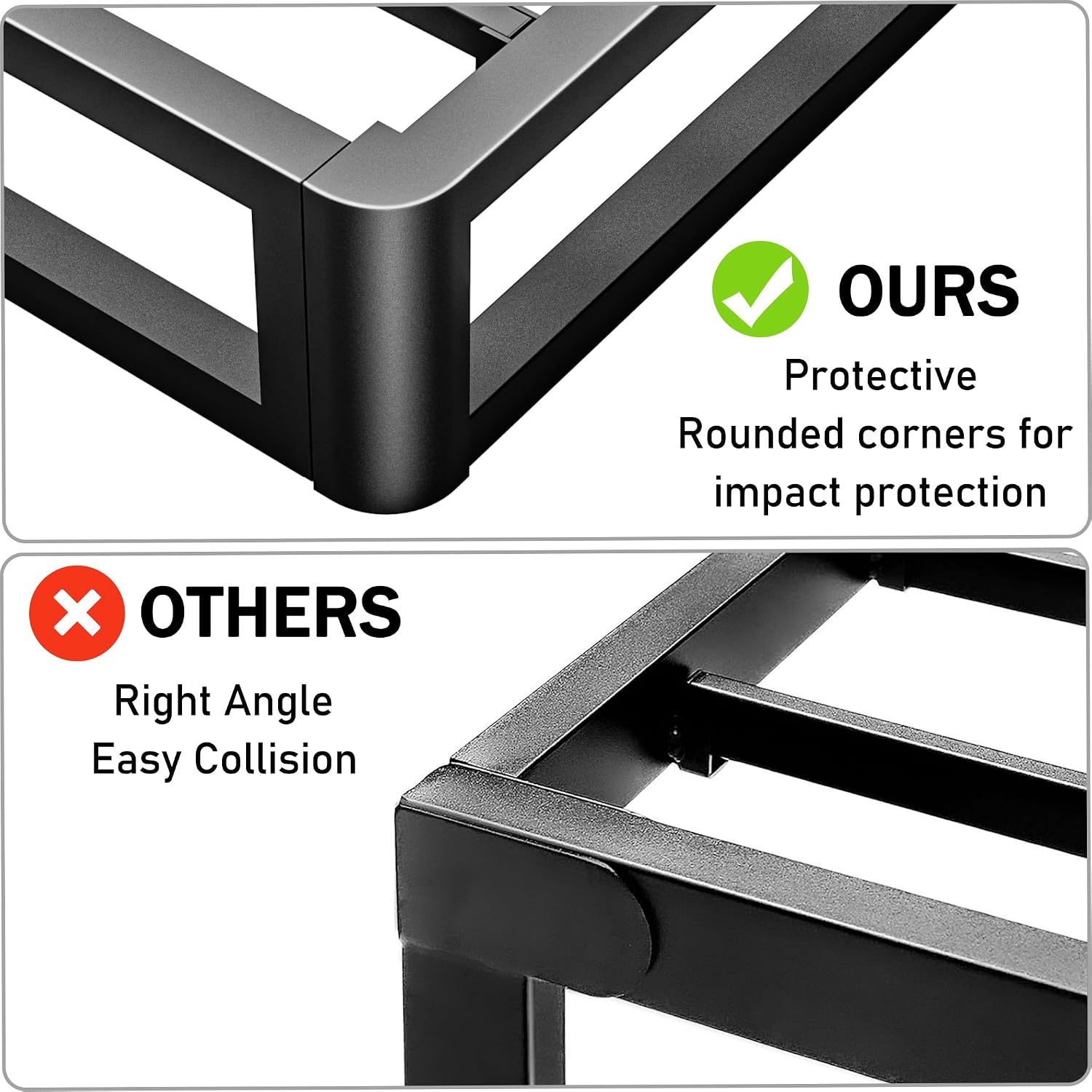 Firpeesy Metal Heavy Duty 18 inch Twin XL Bed Frame with Rounded Corner and Headboard Hole Mattress Retainers 3500 LBS No Box Spring Needed Platform Noise Free Easy Assembly