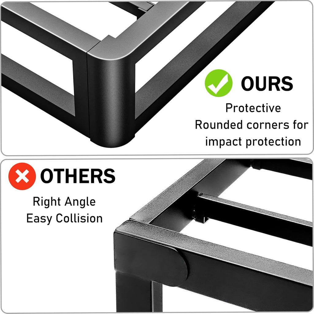 Firpeesy Metal Heavy Duty 18 inch California King Bed Frame with Rounded Corner and Headboard Hole Mattress Retainers 3500 LBS No Box Spring Needed Platform Noise Free Easy Assembly