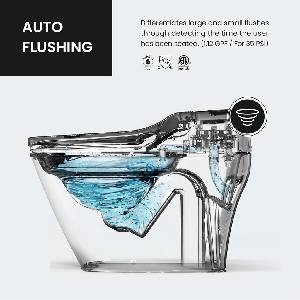 VOVO STYLEMENT TCB-090S Smart Bidet Toilet for bathrooms, Elongated One Piece Toilet, 1.12 GPF, Auto Dual Flush, ADA Chair Height, Heated Seat, Made in Korea