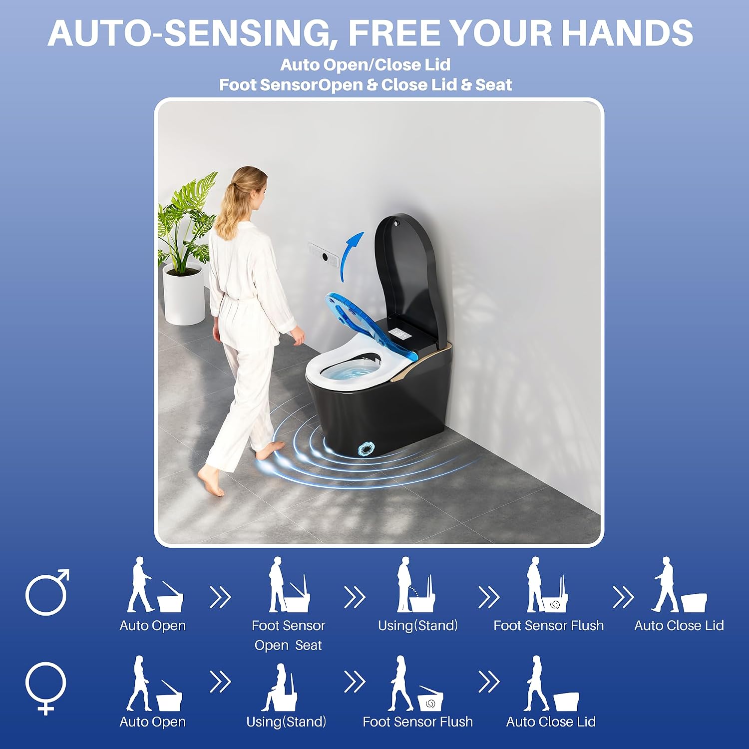 WinZo Modern Smart Toilet with Bidet, One-Piece Elongated, Porcelain, Auto Flush, Heated Seat, Warm Air Drying, 27 x 16 x 21 Inches, for Luxury Bathroom (Matte Grey)