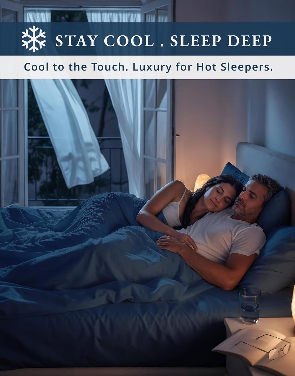 LANE LINEN 100% Egyptian Cotton Sheets King Size - 1000 Thread Count King Bed Sheets, Ultra-Soft Hotel Luxury with 15' Deep Pocket, Naturally Breathable & Durable, Silky Sateen Weave - Estate Blue