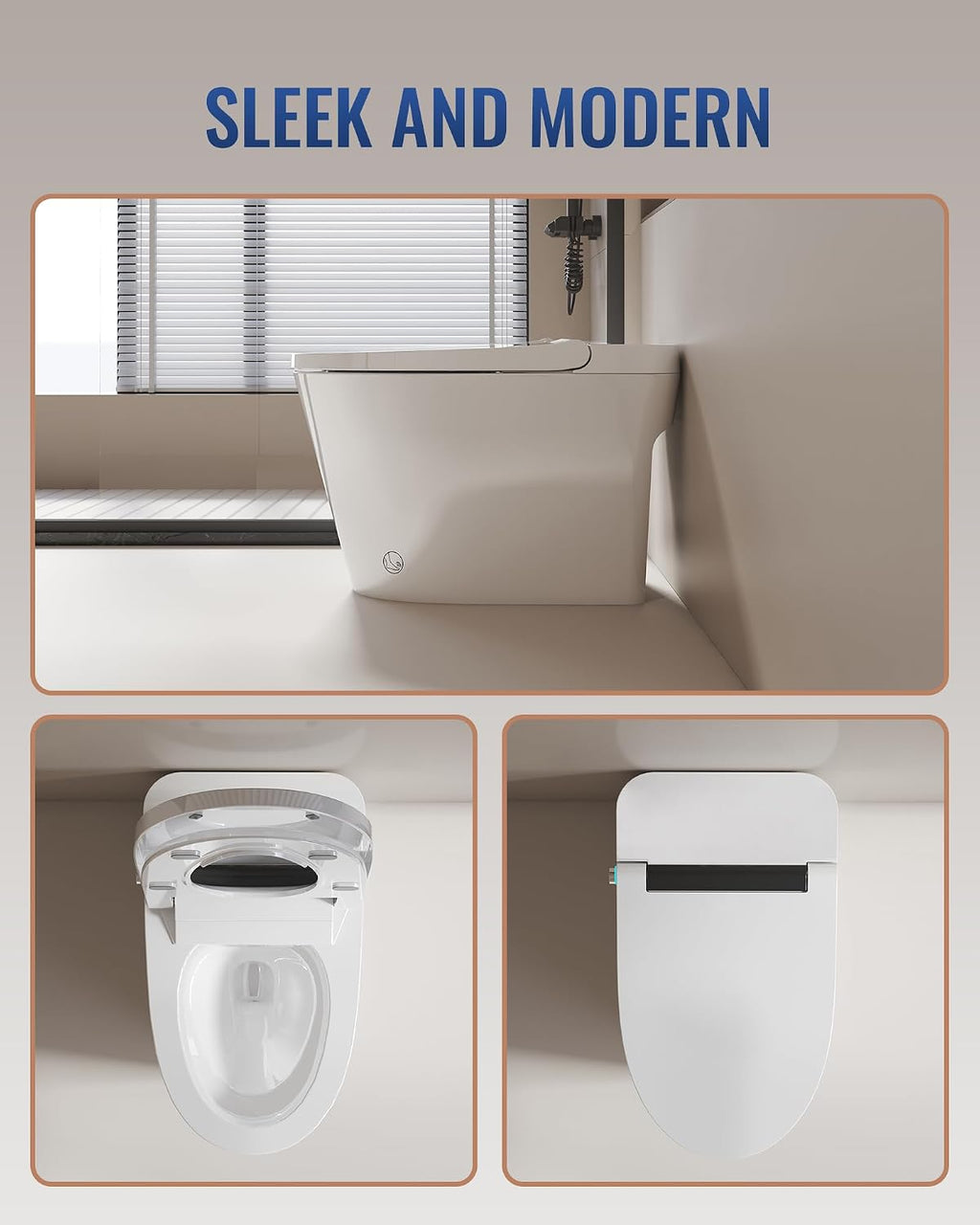 LW Smart Toilet without Bidet, One Piece Elongated Modern Toilets for Bathrooms, Built-in Electric Pump & Water Tank, Heated Seat, Auto Flush, Foot Sensing Flush, Night Light, Blackout Flush, White
