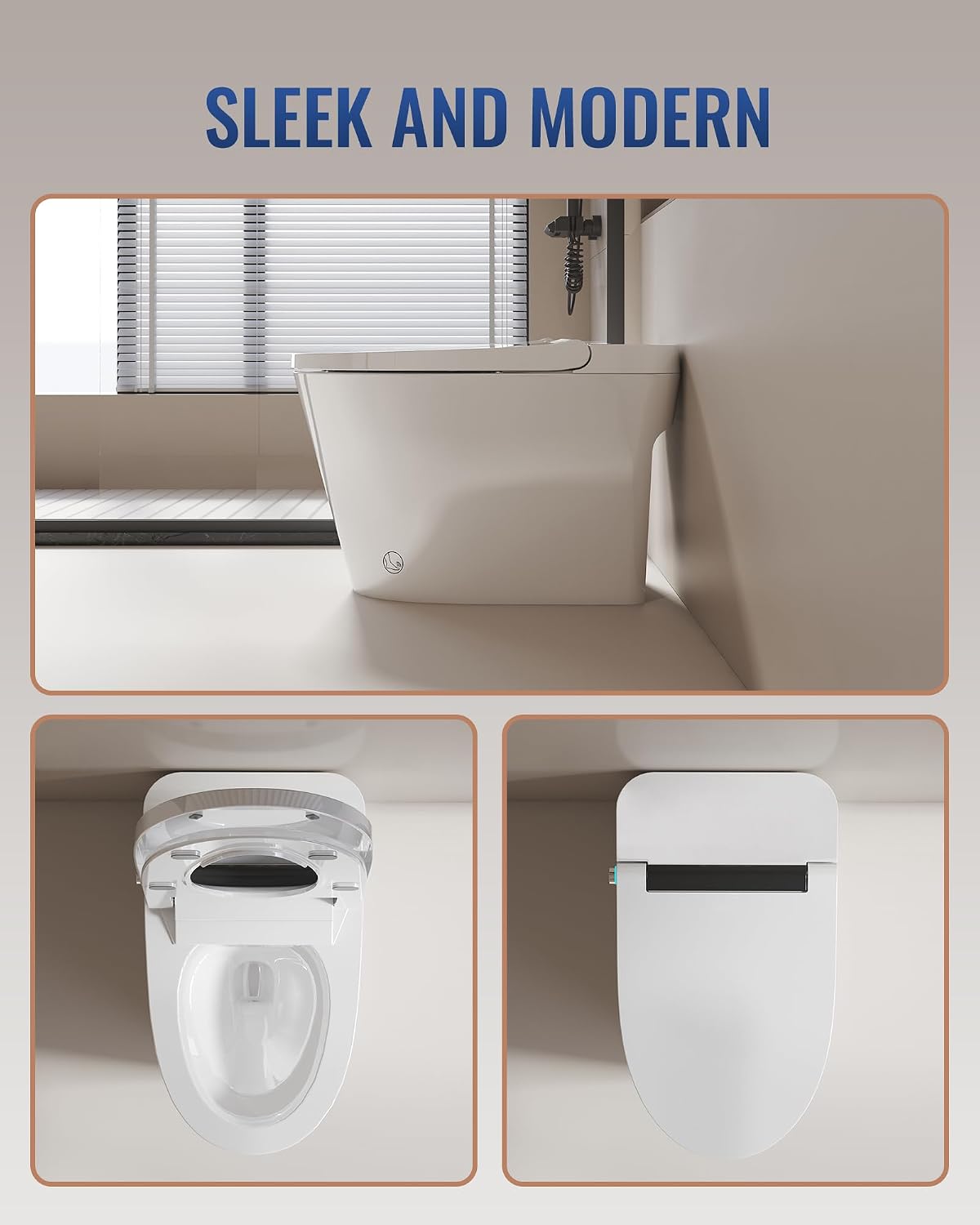 LW Smart Toilet without Bidet, One Piece Elongated Modern Toilets for Bathrooms, Built-in Electric Pump & Water Tank, Heated Seat, Auto Flush, Foot Sensing Flush, Night Light, Blackout Flush, White