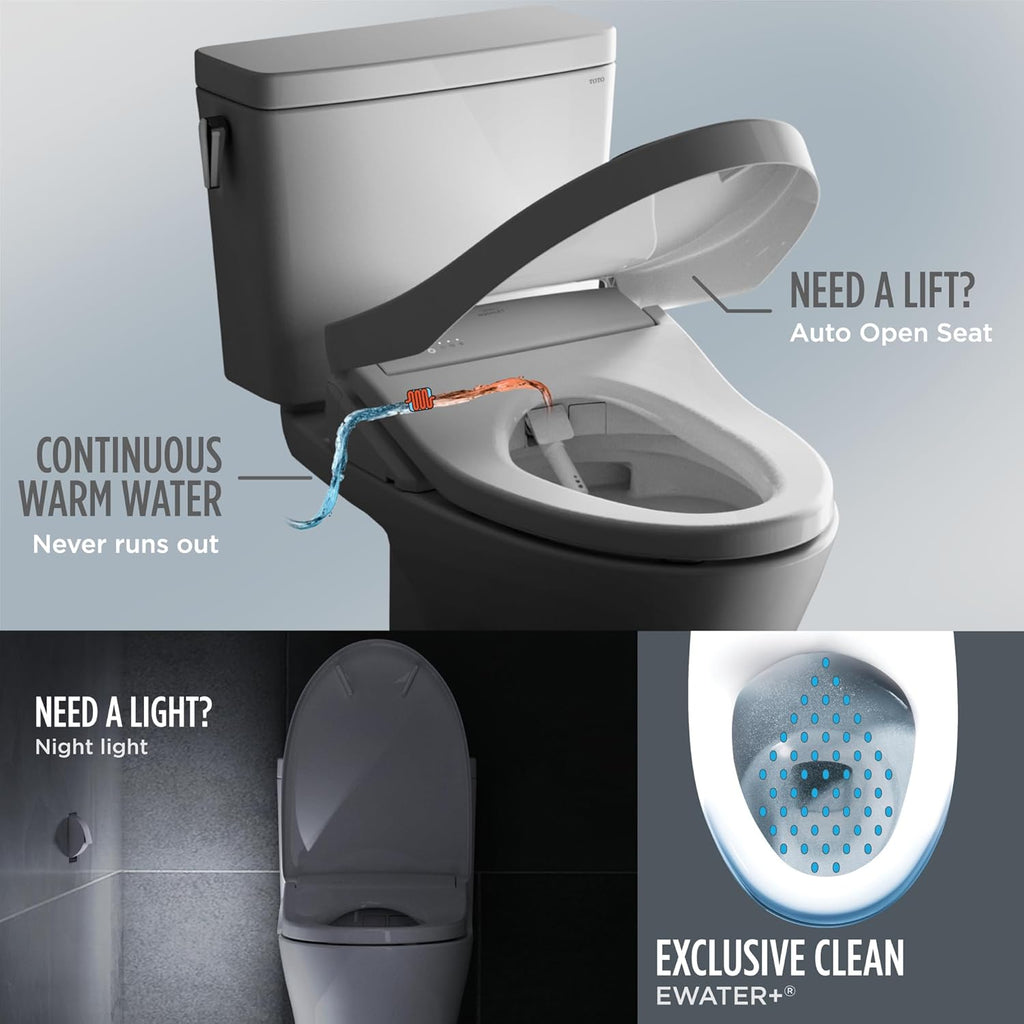 TOTO® Drake® WASHLET®+ Two-Piece Elongated 1.6 GPF TORNADO FLUSH® Toilet with S7A Contemporary Bidet Seat, Cotton White - MW7764736CSG#01