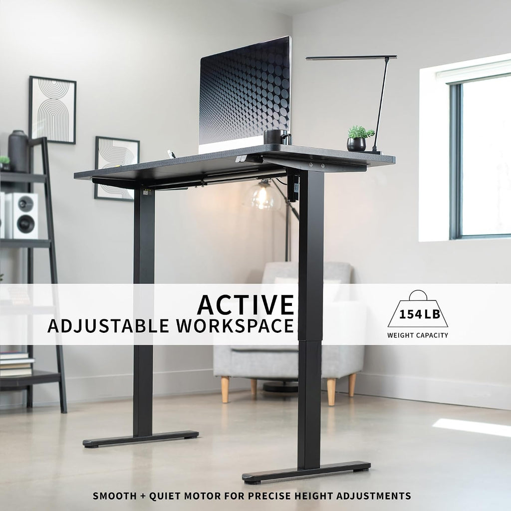 VIVO Electric 60 x 24 inch Stand Up Desk, Height Adjustable, Dark Walnut Top Black Frame, Home and Office Furniture Sets, DESK-KIT-B06D