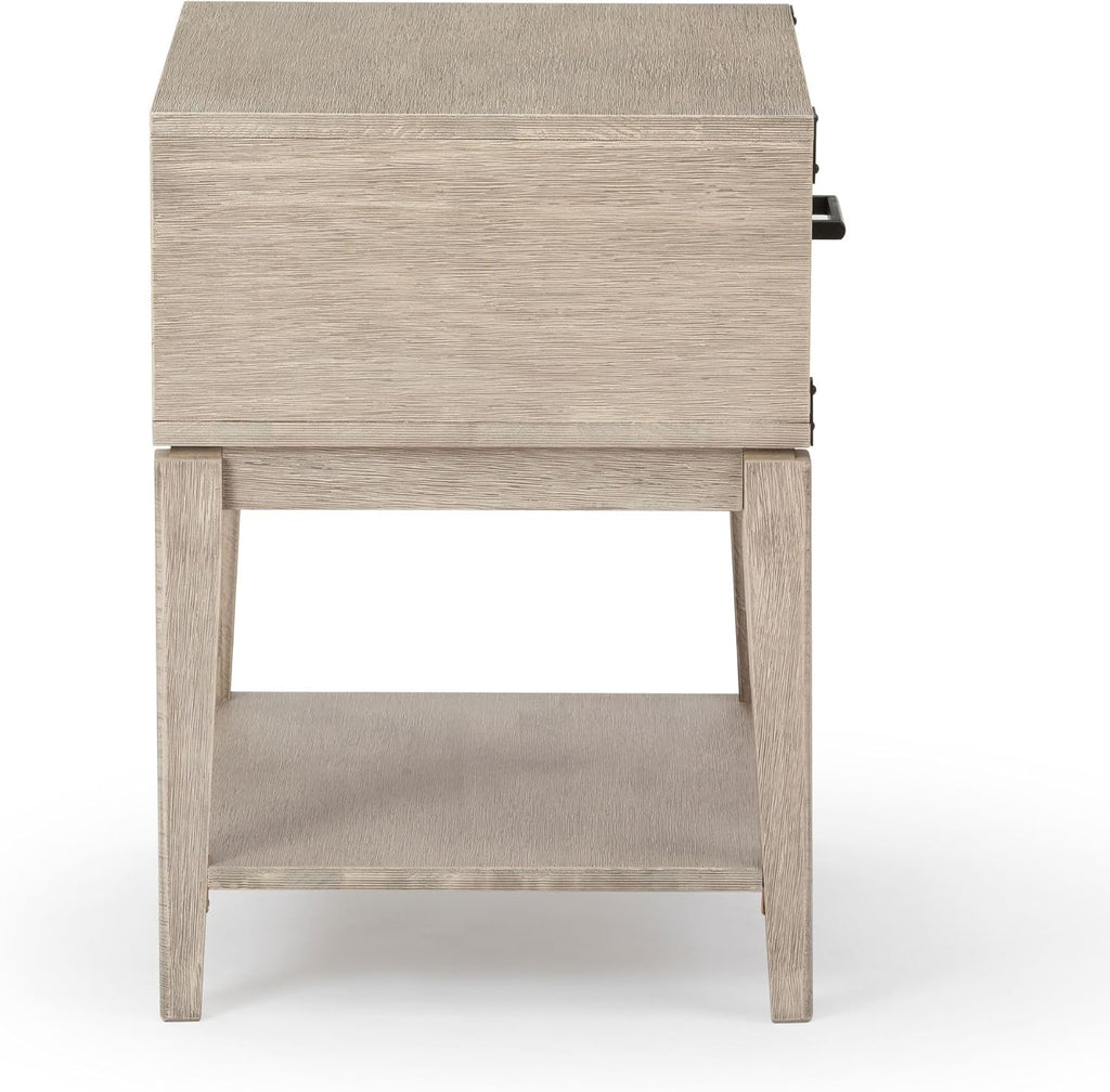Plank+Beam Contempo Wood Nightstand with 1 Drawer, Wooden Side Table for Bedroom Storage, Bedside End Table, Seashell Wirebrush