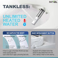 Electric Bidet Seat for Toilet, Round with Remote, Tankless Unlimited Heated Water, Stainless Steel Self-Cleaning Nozzle, Turbo Wash – Ivyel AP-7 REM