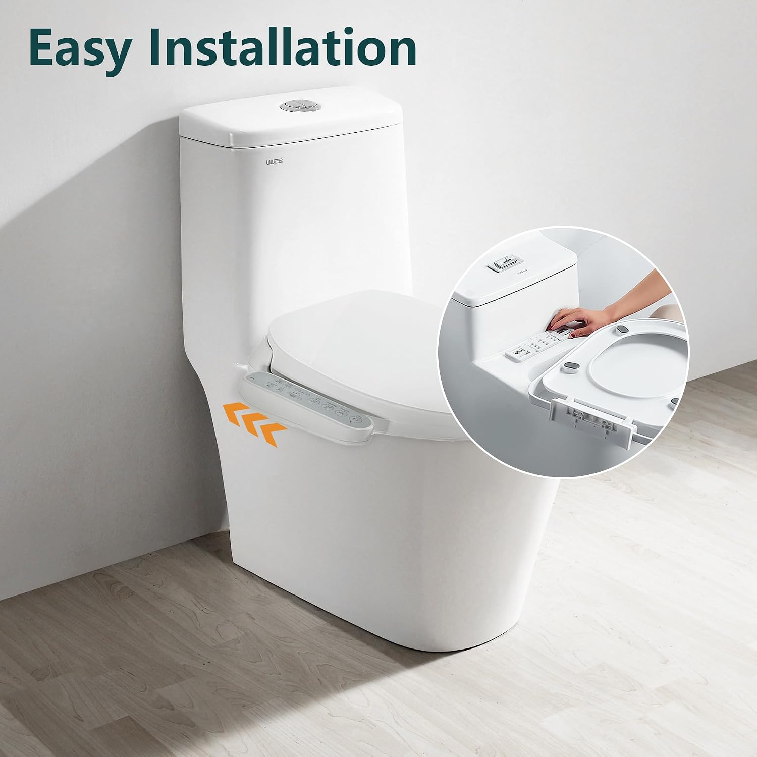 Electronic Heated Bidet Toilet Seat Elongated, Smart Heated Bidet Toilet Seat with Self-Cleaning Nozzle for Rear and Front Cleansing, Warm Air Dryer and Temperature Controlled